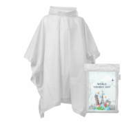 Durable white poncho PETRA packed in bag